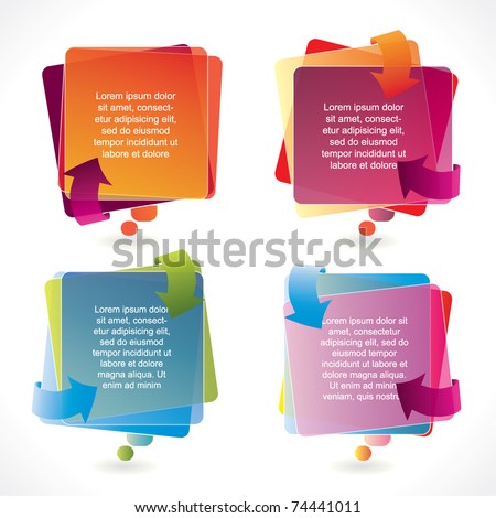 Colorful vector speech bubble set with arrows and transparency Colorful vector speech bubble set with arrows and transparency