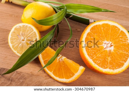 fruit, food, orange, orange background sliced orange, lemon, bamboo, bamboo and orange, orange on wood, white background, bamboo twig and sliced lemon, orange peel,brown background, vitamins