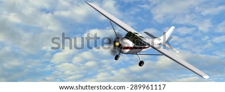 most popular light aircraft ever built with overhead wing and single propeller in fly