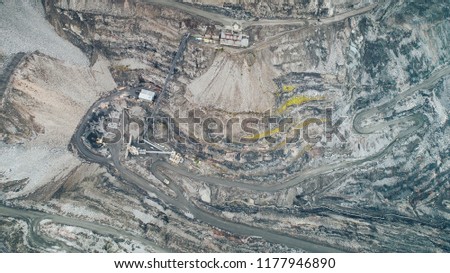 Opencast Mining Quarry for the Extraction of Ironstone Magnetite Ores. Located in Olenegorsk in Nothern Russia