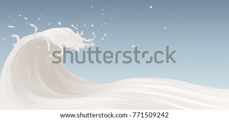 Powerful Milk wave, Concept for Energy of Milk, milk splash, fresh milk with Clipping path, 3d illustration.
