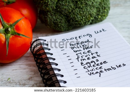 Preparing the shopping list before going to buy the groceries.