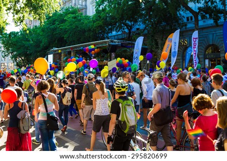 BUDAPEST, HUNGARY - JULY 11TH, 2015: Pride Day Celebration (Gay Parade) on July 11th, 2015, in Budapest, Hungary.