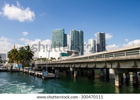 MIAMI, UNITED STATES - CIRCA NOVEMBER 2014: Miami downtown coast, on November 2014, in Miami, United States.