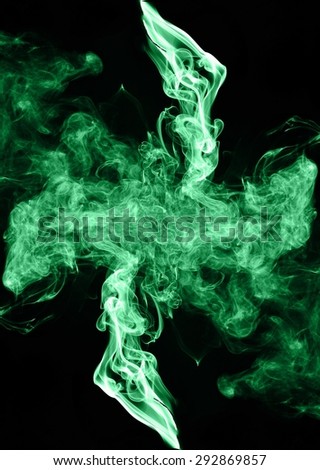 Abstract green smoke on black background, green background,green ink background