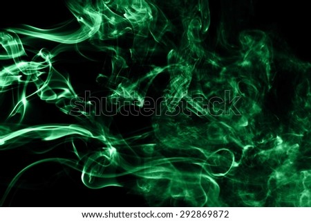 Abstract green smoke on black background, green background,green ink background