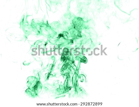 Abstract green smoke on white background, green background,green ink background