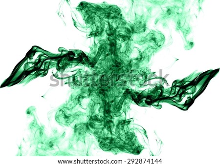 Abstract green smoke on white background, green background,green ink background