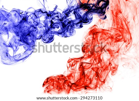 red  and blue smoke on white background,fire and ice