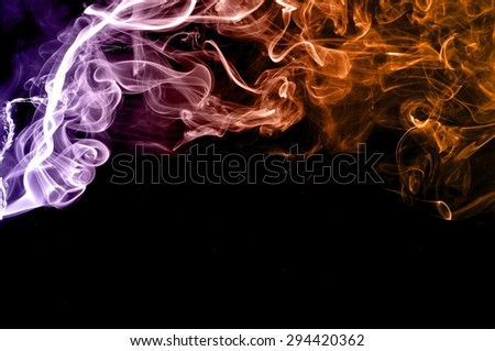 Abstract colorful smoke on black background, smoke background,colorful ink background,Violet,purple, Orange, beautiful smoke