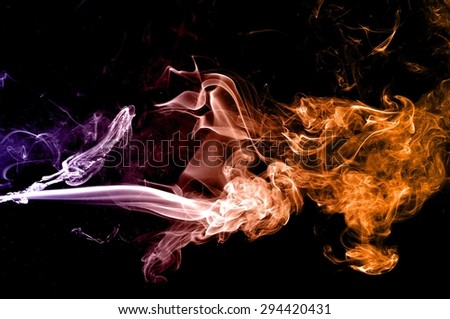 Abstract colorful smoke on black background, smoke background,colorful ink background,Violet,purple, Orange, beautiful smoke