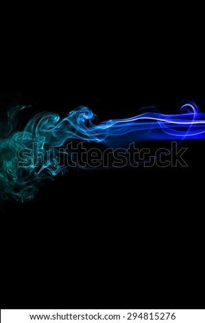 Abstract Light blue smoke on black background, Light blue background,Light blue ink background