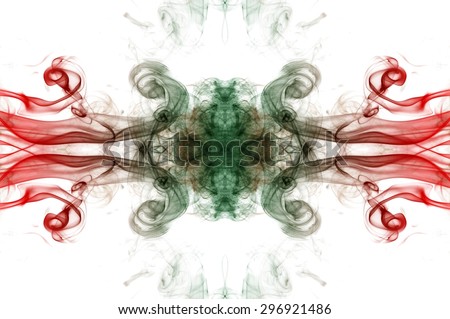 art of color smoke on white background, red and green smoke on white background, smoke background,red and green ink background, beautiful red and green smoke