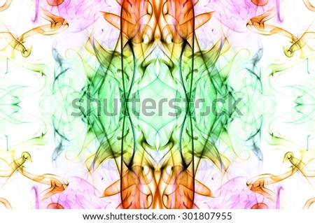 art of color smoke on white background, smoke background,colorful ink background,Violet, Green, Orange