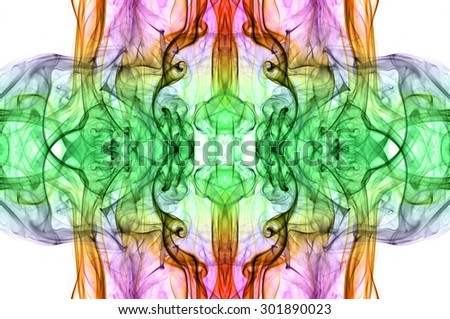 art of color smoke on white background, smoke background,colorful ink background,Violet, Green, Orange