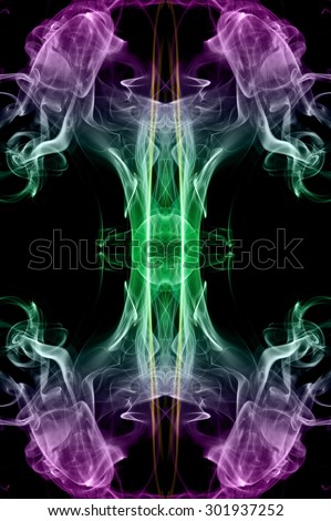 art of colorful smoke on black background, color background,colorful ink background,Violet, Green, Orange