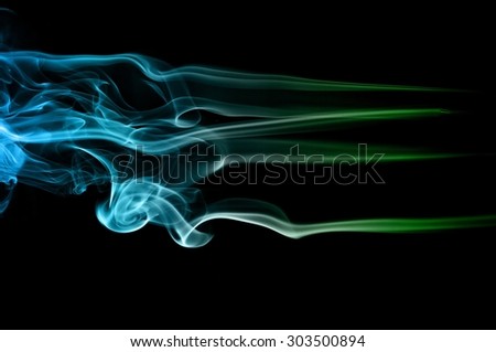Abstract green and blue smoke on black background, smoke background,green and blue ink background,green and blue, beautiful color smoke