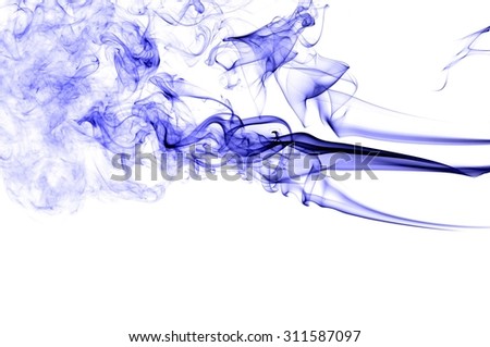 Movement of smoke, Abstract blue smoke on white background, blue background,blue ink background