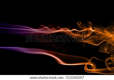 Movement of smoke,Abstract colorful smoke on black background, smoke background,colorful ink background,Violet,purple and Orange smoke, beautiful smoke,