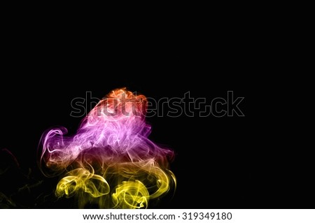movement of color smoke, Abstract colorful smoke on black background, smoke background,colorful ink background,Yellow adn Violet and Orange and Blue smoke,beautiful color smoke