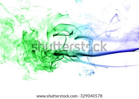 movement of smoke, Abstract  blue and green smoke on white background, blue andgreen smoke background, blue and green ink background