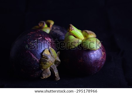 Still life Mangoesteen, Queen of fruits, fruit on black background