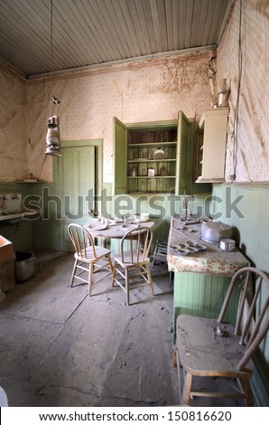 Kitchen in Abandoned House in Ghost Town