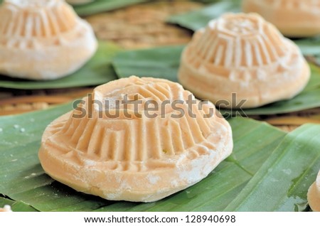 Chinese glutinous rice cake flavored with sweet potato, or local called ang-ku-kueh