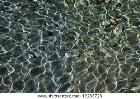 The clear and clean water in the mountain spring background.