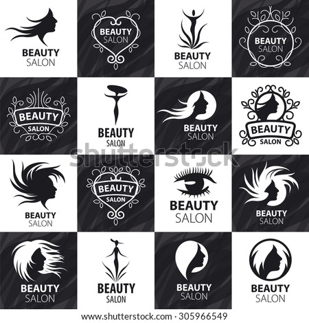 large set of vector logos for beauty salon