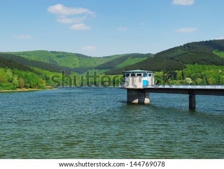 drinking water reservoir with water intake tower