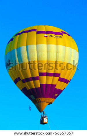 KUNGUR, RUSSIA - JULY 3: A hot air balloon flight at the annual Kungur Hot Air Balloon Fiesta on July 3, 2010 in Kungur, Russia.