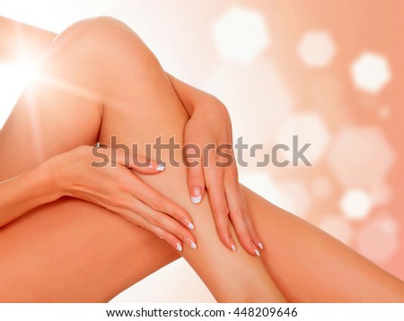 legs of a woman against an abstract background with copyspace