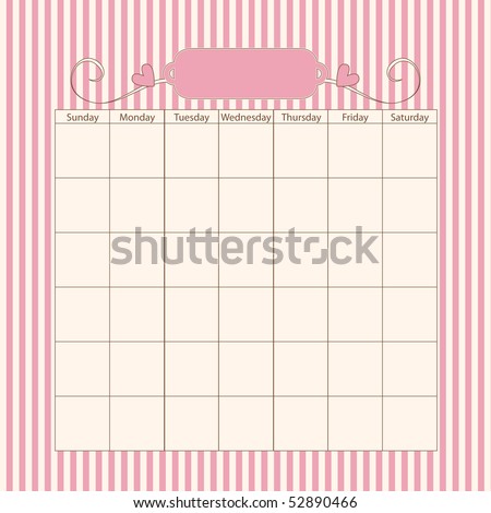 Calendar Template on Romantic Calendar Template Stock Photo 52890466   Shutterstock