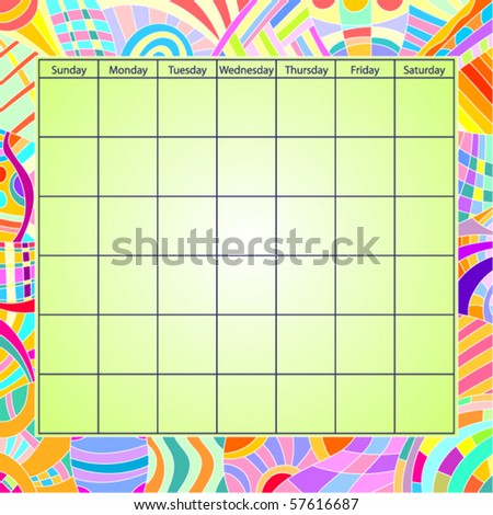 Calendar Template on Colorful Vector Calendar Template   57616687   Shutterstock