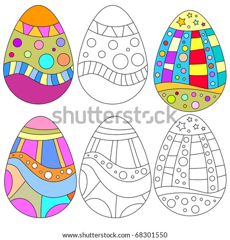 easter eggs clipart black and white. stock photo : Easter Egg