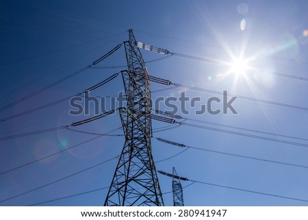 The powerlines at the power station in Poland Opole