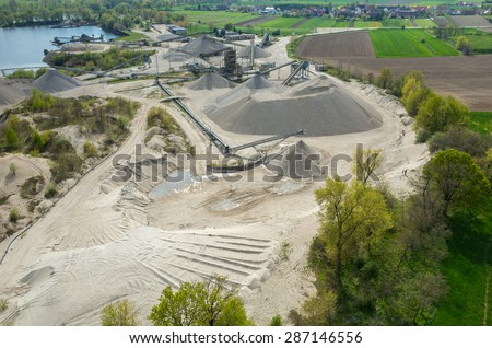 Aerial view on the big sand mine