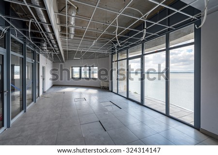 Close view on the empty office space