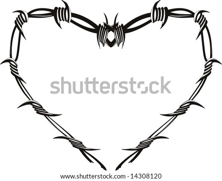 Barbed Wire Tattoo Latest Trend stock vector : heart with barbed wire