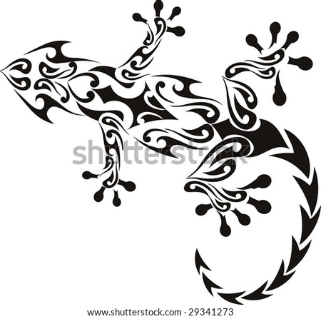 stock vector vector gecko tattoo isolated on withe background