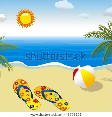 summer landscape with sun and beach