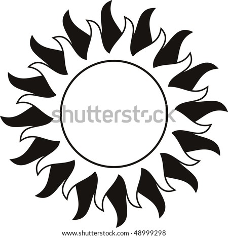 stock vector sun tattoo black and white