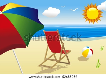 summer landscape with sun and beach