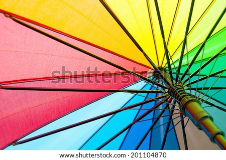 Rainbow colored umbrella