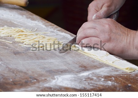 Hand making pasta