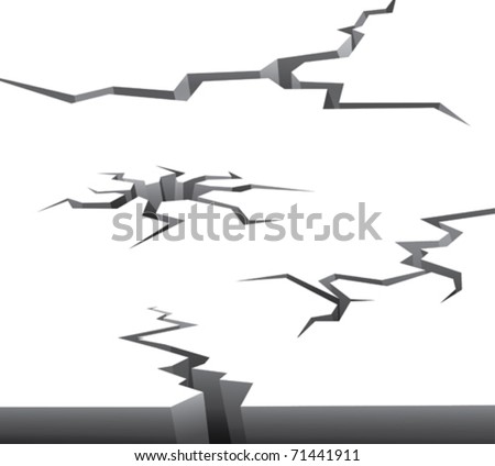 Collection Of Cracks Isolated On White Stock Vector Illustration 