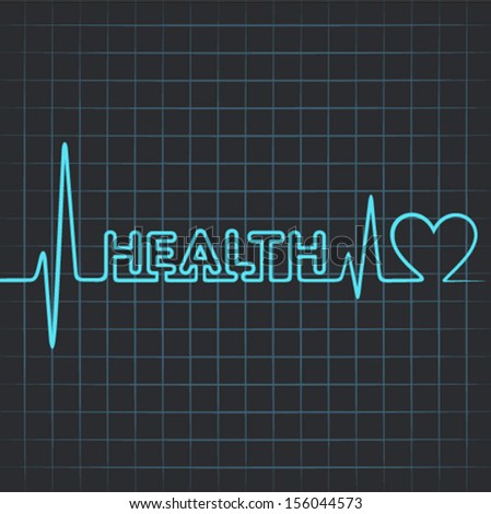 Illustration of heartbeat make health word and heart symbol