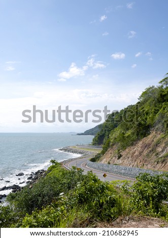 View of the Sea coastline.Road,Sea in thailand
