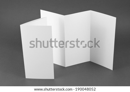 Blank folding page booklet on gray background